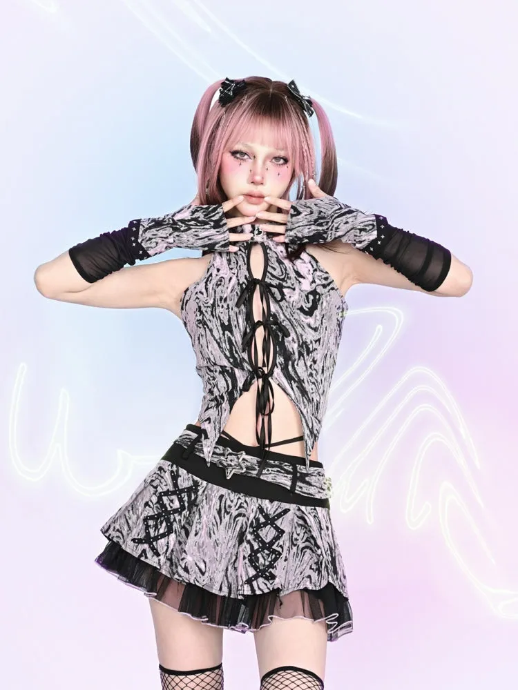 Low waist A-line pleated skirt【s0000002456】