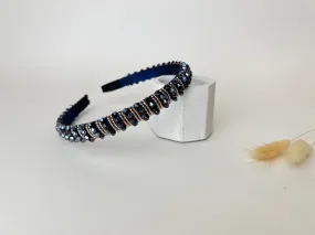 Navy & Gold Crystal Bead Hair Band