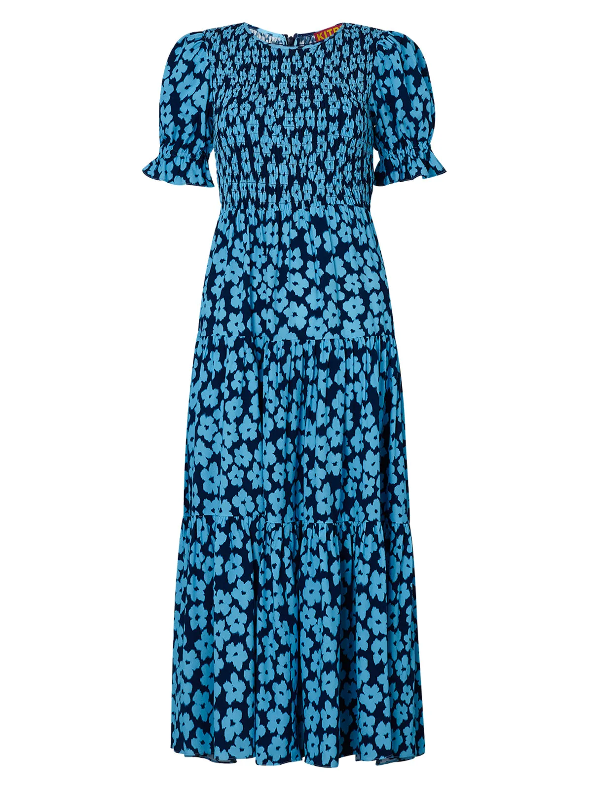 Persephone Blue Blurred Floral Midi Dress