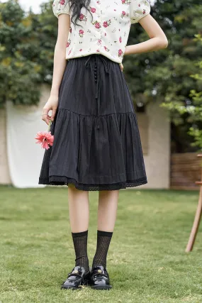 Pleated Black Midi Skirt for Women