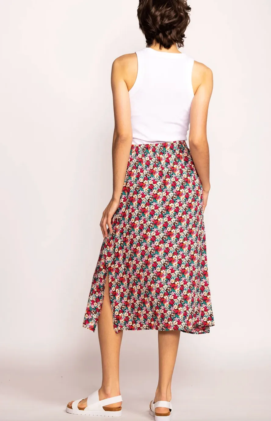 PM Floral Midi Skirt-Pink