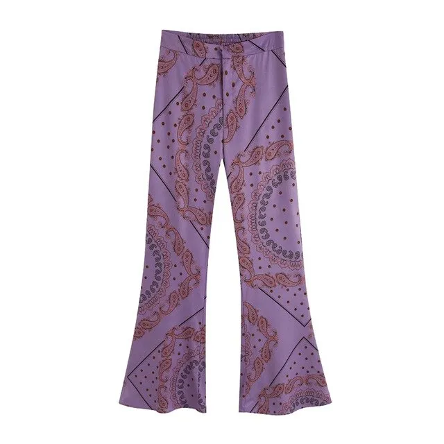PRINT FLARED TROUSERS