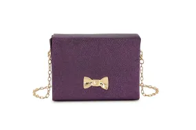 Purple Bow Mini Clutch Bag