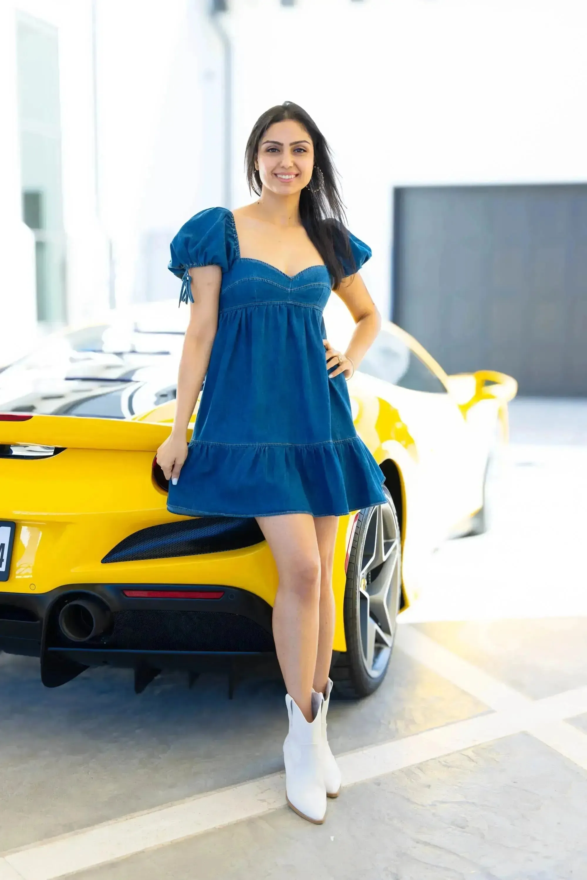 Ready To Zoom Denim Baby Doll Dress