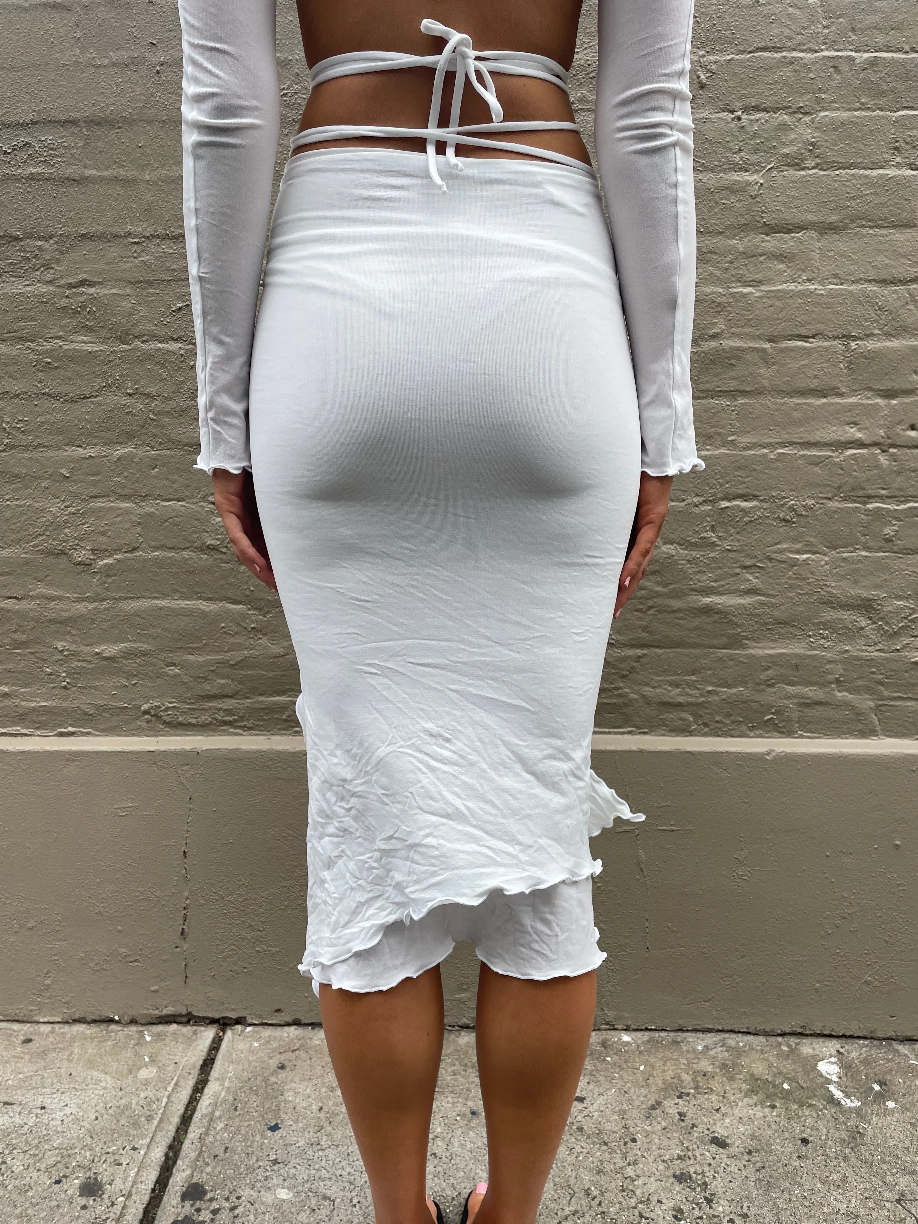 Rouche Tube skirt. White