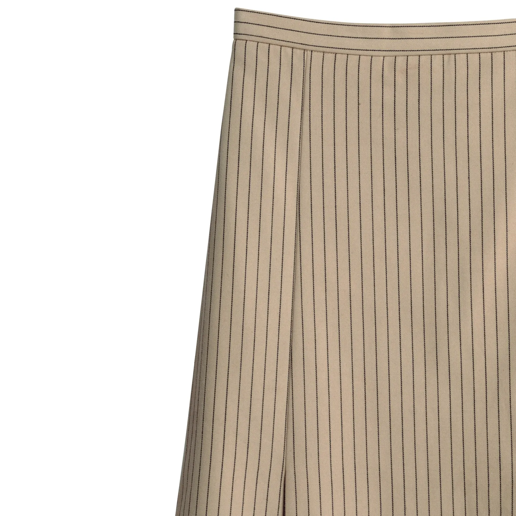 Schurwolle Twill Inverted Pleat A-Line Midi Skirt