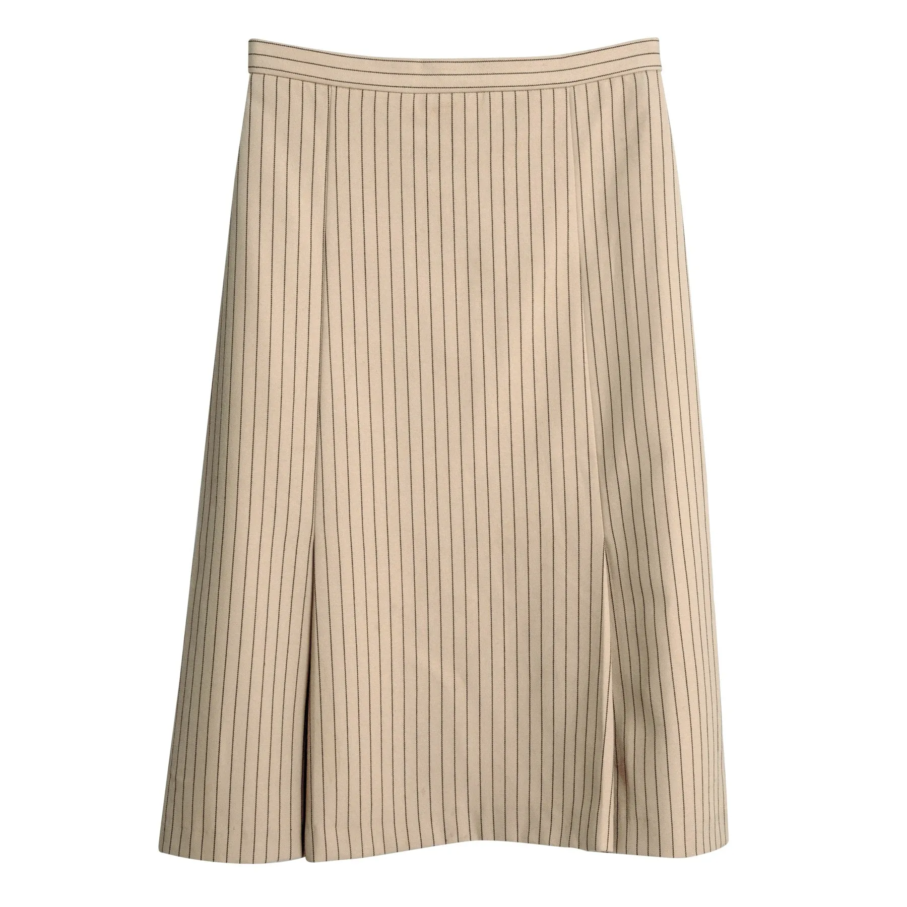 Schurwolle Twill Inverted Pleat A-Line Midi Skirt