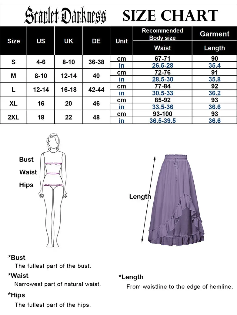 Slub Cotton Renaissance Drawstring Waist Pocket Skirt