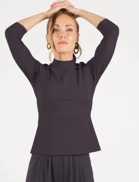 The Dressy Mock Neck Top in Slate The Dressy Mock Neck Top in Slate
