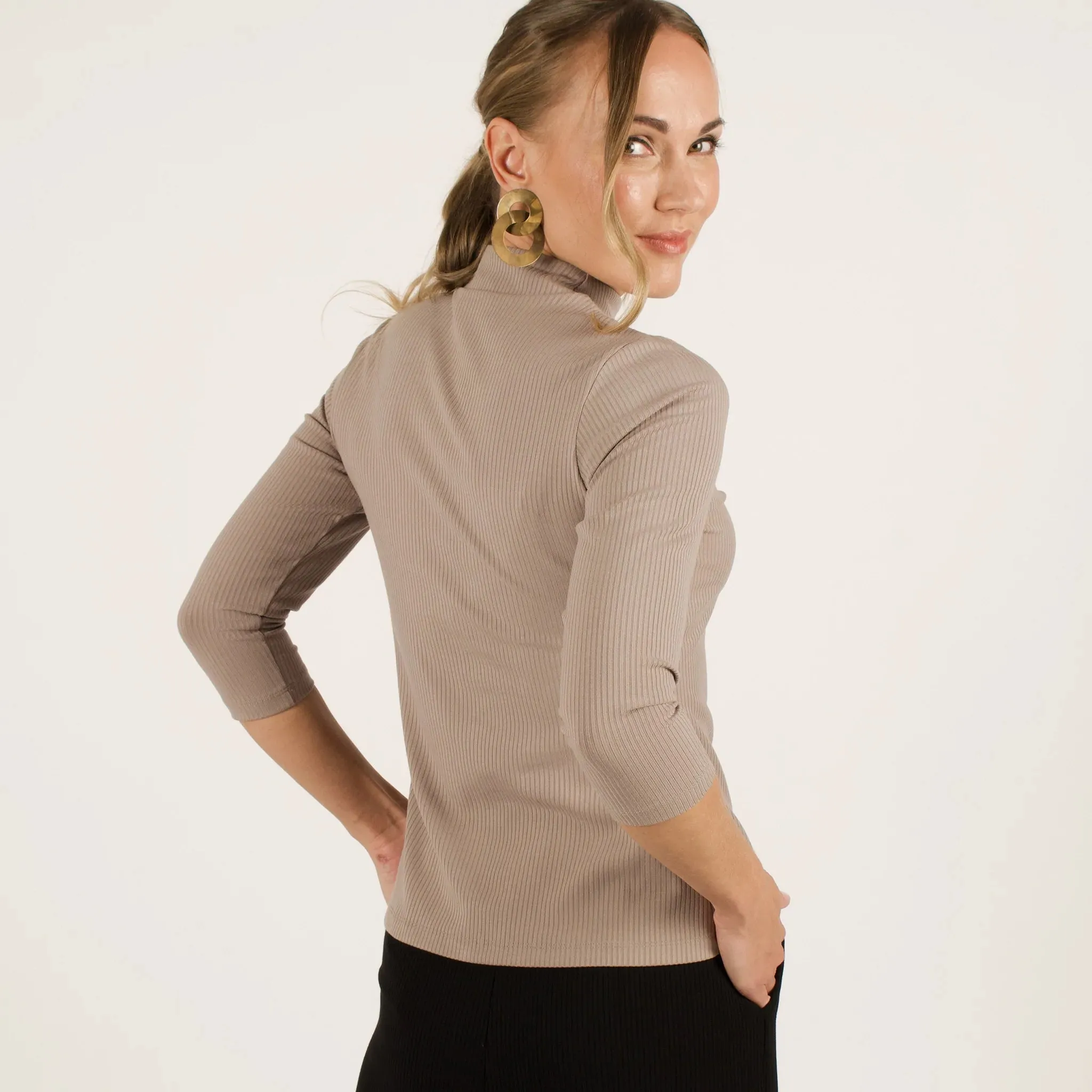 The Dressy Mock Neck Top in Slate