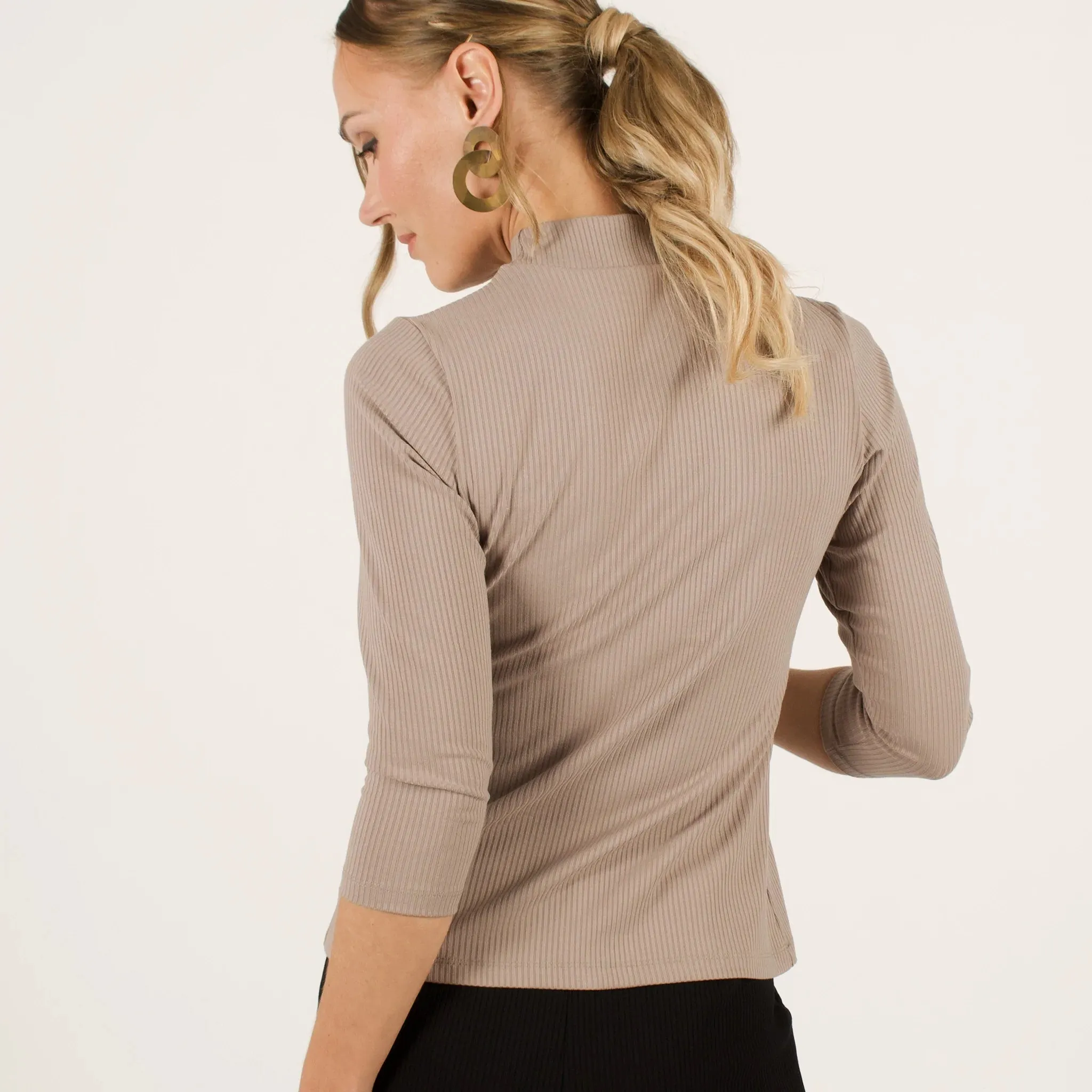 The Dressy Mock Neck Top in Taupe