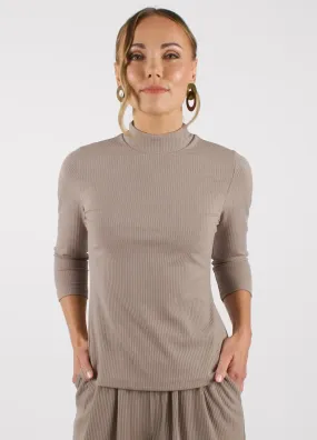 The Dressy Mock Neck Top in Taupe The Dressy Mock Neck Top in Taupe
