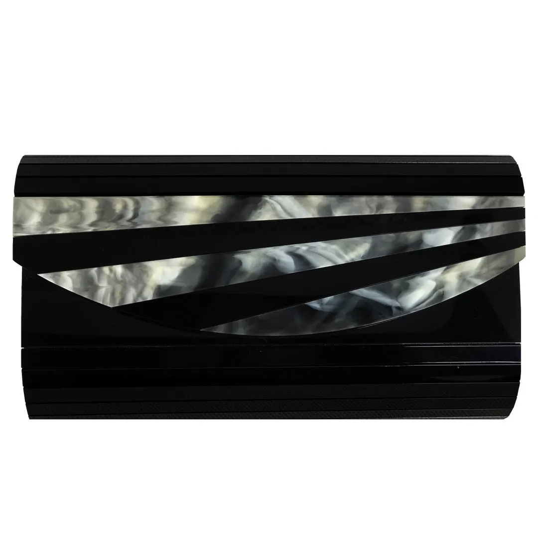 The Line Bag in Black & Silver Marble