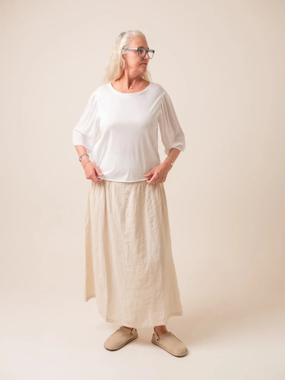 Transit Par Such Maxi Linen Skirt in Ivory