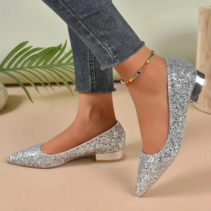 Vera | Sequin Ballerina Low-Heel Shoes