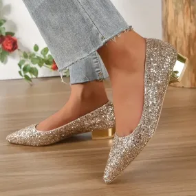 Vera | Sequin Ballerina Low-Heel Shoes