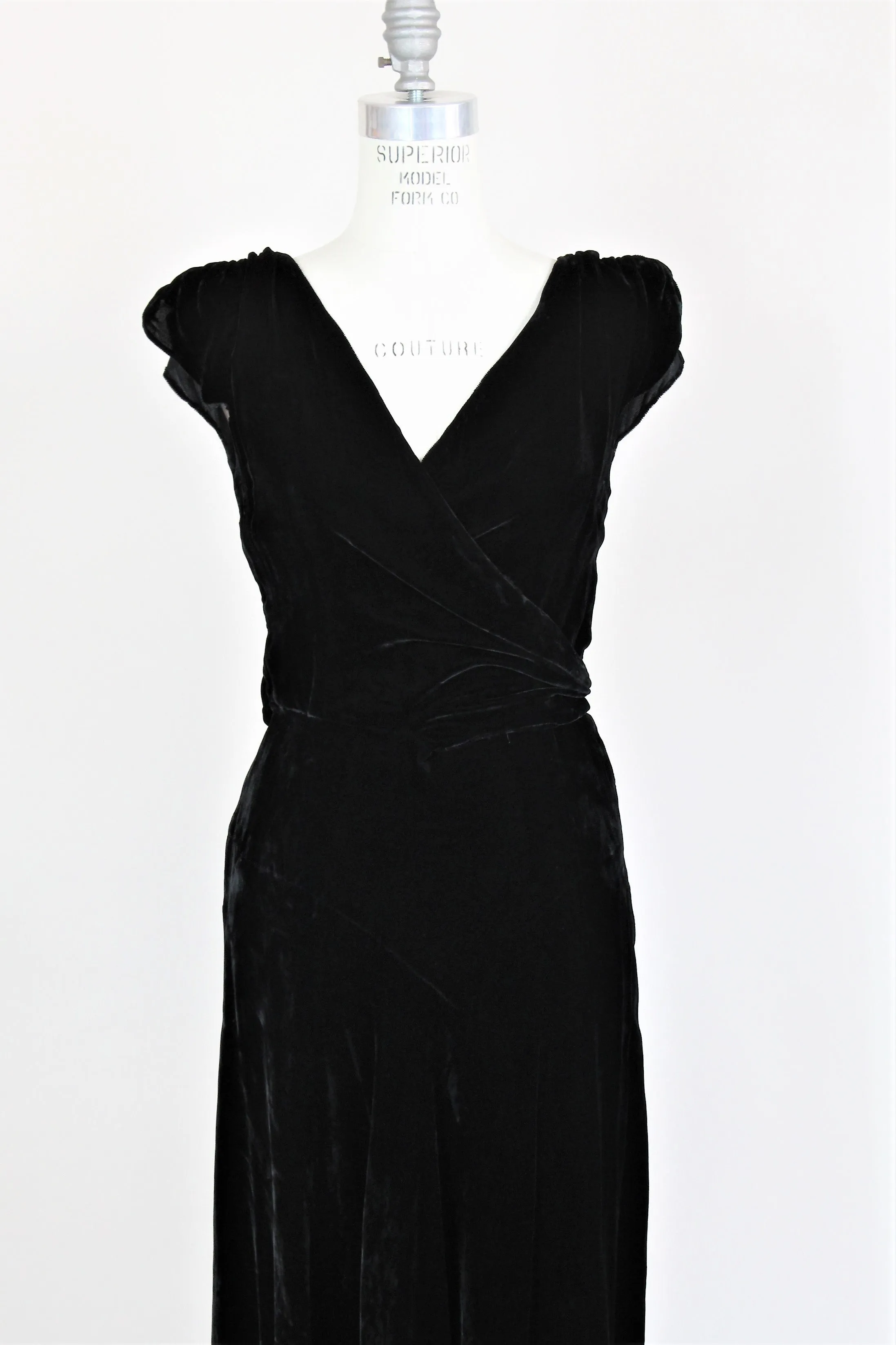 Vintage 1930s Black Silk Velvet Dress From Jays Boston