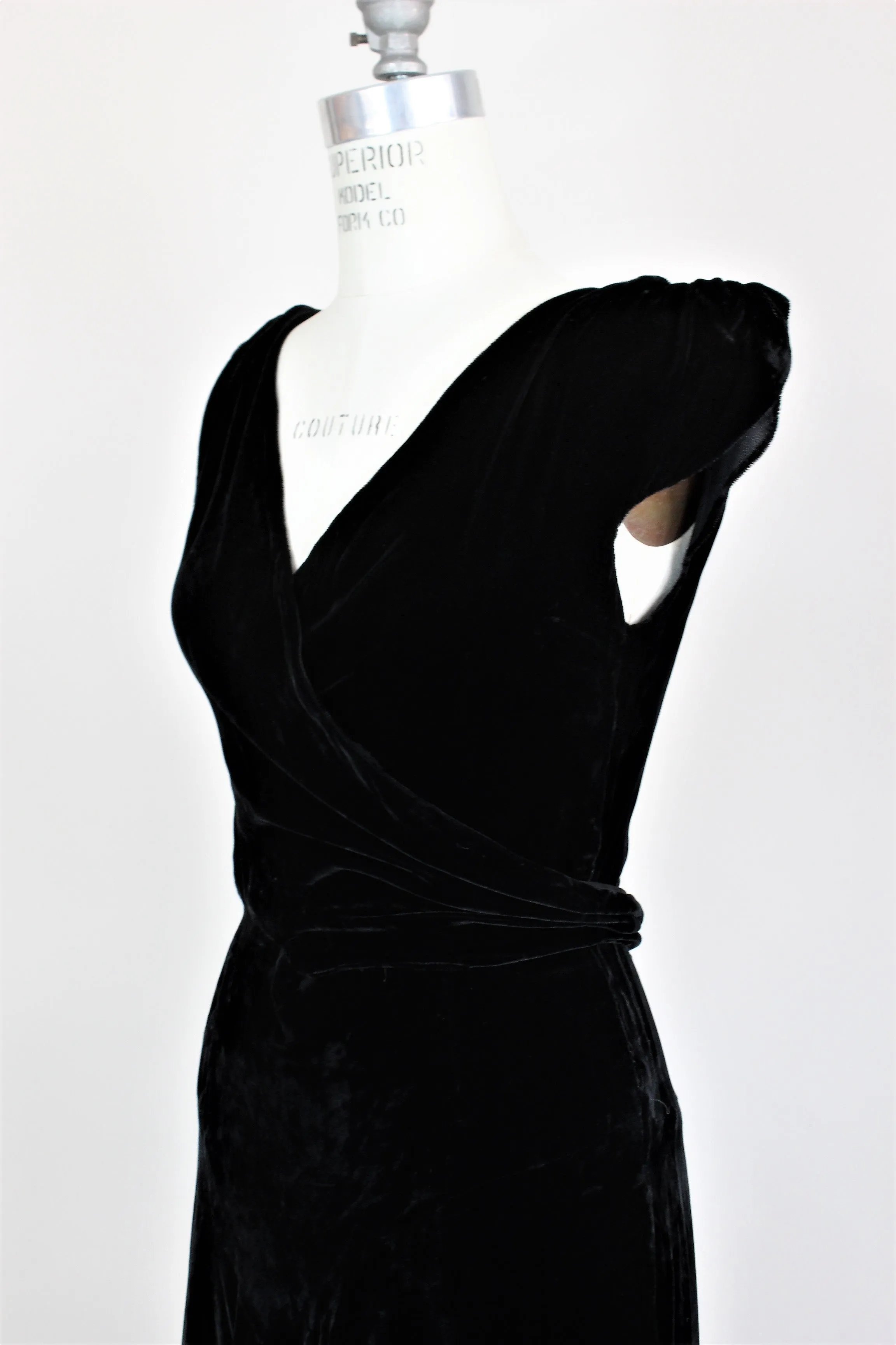Vintage 1930s Black Silk Velvet Dress From Jays Boston