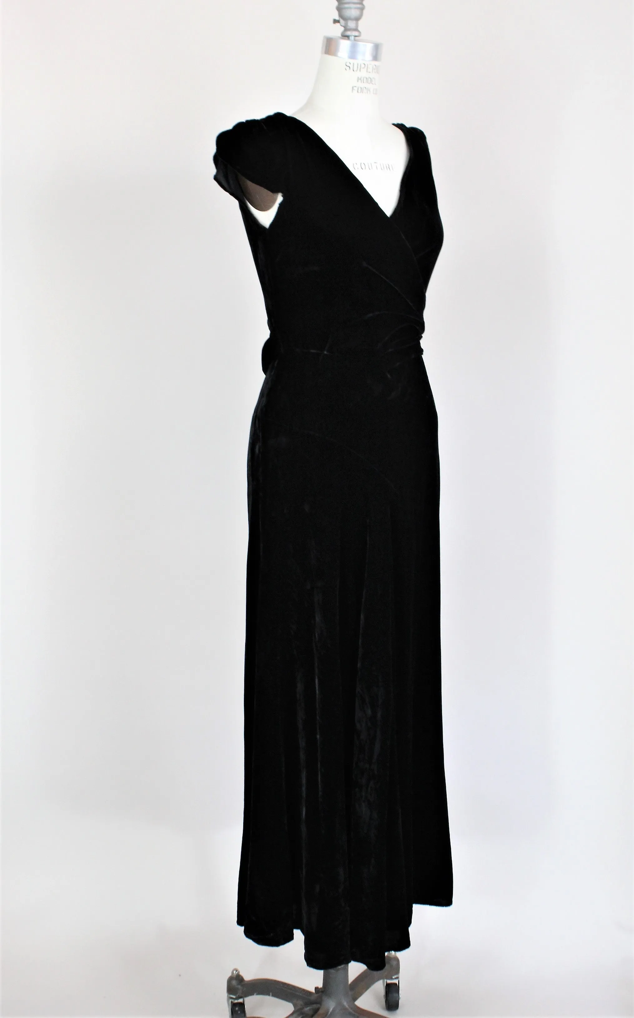 Vintage 1930s Black Silk Velvet Dress From Jays Boston